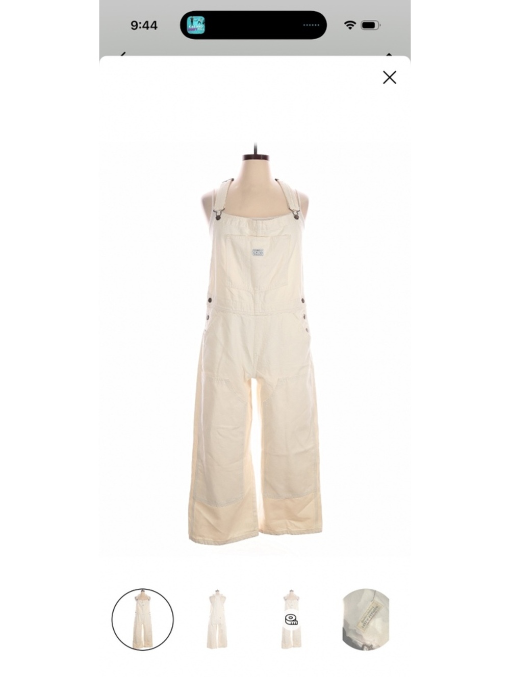 Levi's Premium White XL Wide-Leg Utility Overalls Size XL